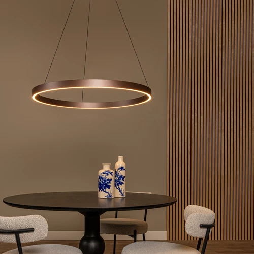 Lucide LIANE - Pendant light - Ø 80 cm - LED Dim. - CCT - 2x36W 2700K/4000K - Rust Brown | Vibes - atmosphere 1